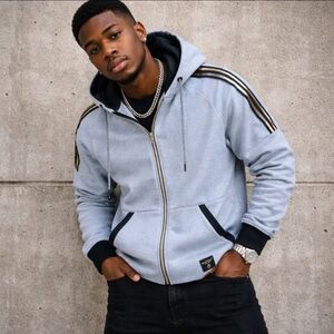 Switch Remarkable Billionaires Club gray zip fleece hoodie with black/gold sz XL